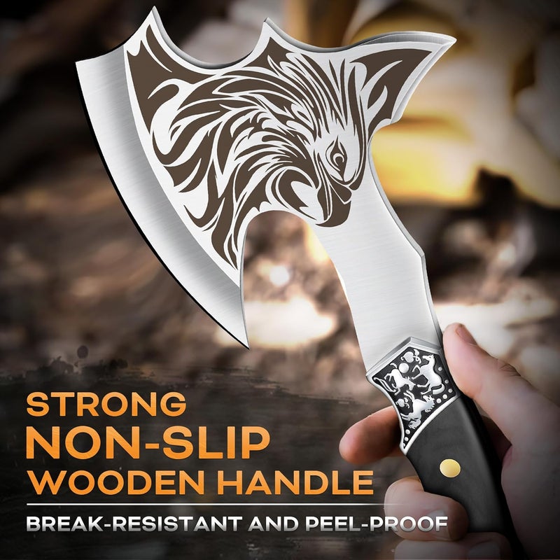 GRUMPY BEAR Camping Hatchet, Full Tang Outdoor Axe with Decorative Handle, Durable Forged Blade for Hiking, Bushcraft, and Survival (Eagle) - Image 4